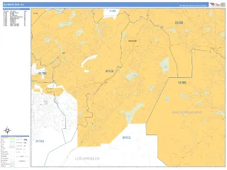 Diamond Bar, CA Business Reference style ZIP Code wall map