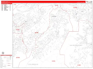 Diamond Bar, CA RedLine style ZIP Code wall map