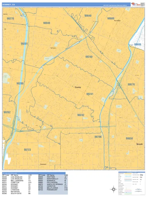 Downey, CA city map