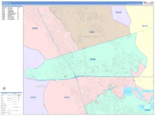 Dublin, CA ColorCast style ZIP Code wall map