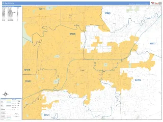 El Cajon, CA Business Reference style ZIP Code wall map