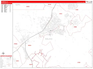 Fairfield, CA RedLine style ZIP Code wall map