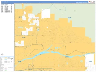 Highland, CA Business Reference style ZIP Code wall map