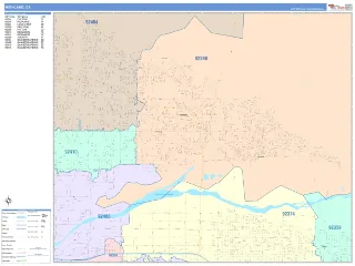 Highland, CA ColorCast style ZIP Code wall map