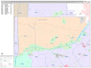 Jurupa Valley, CA Classic style ZIP Code wall map