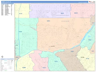 Jurupa Valley, CA ColorCast style ZIP Code wall map