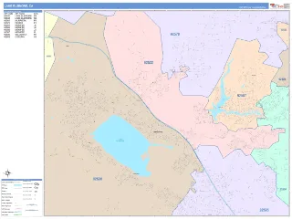Lake Elsinore, CA ColorCast style ZIP Code wall map