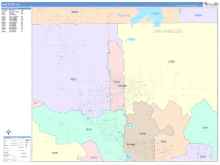 Lancaster, CA ColorCast style ZIP Code wall map