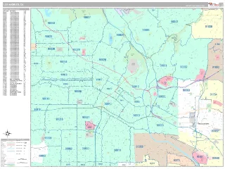 Los Angeles, CA Classic style ZIP Code wall map
