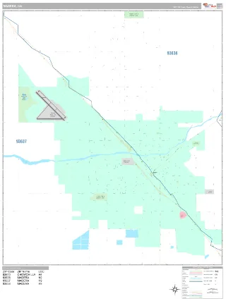 Madera, CA Classic style ZIP Code wall map