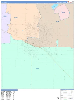 Merced, CA ColorCast style ZIP Code wall map