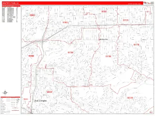 Monterey Park, CA RedLine style ZIP Code wall map