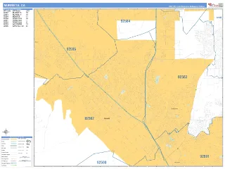 Murrieta, CA Business Reference style ZIP Code wall map