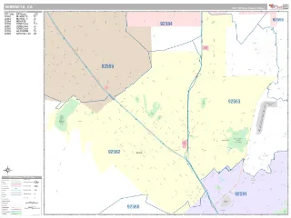 Murrieta, CA Classic style ZIP Code wall map