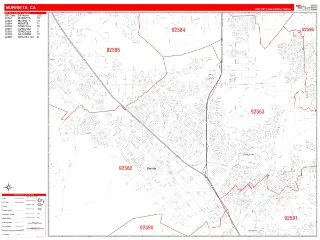 Murrieta, CA RedLine style ZIP Code wall map