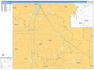 Norwalk, CA Business Reference style ZIP Code wall map