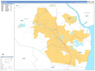 Novato, CA Business Reference style ZIP Code wall map