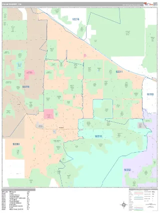 Palm Desert, CA Classic style ZIP Code wall map