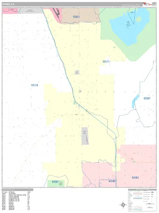 Perris, CA Classic style ZIP Code wall map