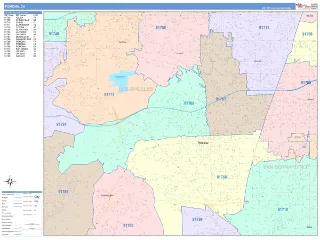 Pomona, CA ColorCast style ZIP Code wall map
