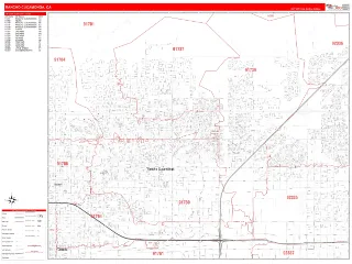 Rancho Cucamonga, CA RedLine style ZIP Code wall map