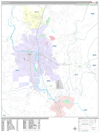 Redding, CA Classic style ZIP Code wall map