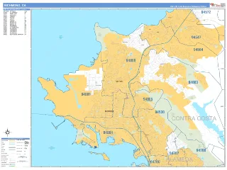 Richmond, CA Business Reference style ZIP Code wall map