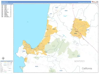 Salinas, CA Business Reference style ZIP Code wall map
