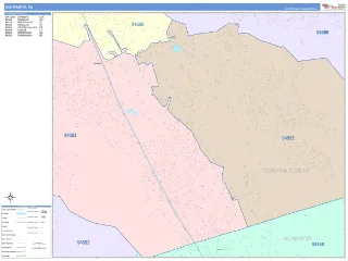 San Ramon, CA ColorCast style ZIP Code wall map