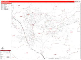 Santa Clarita, CA RedLine style ZIP Code wall map