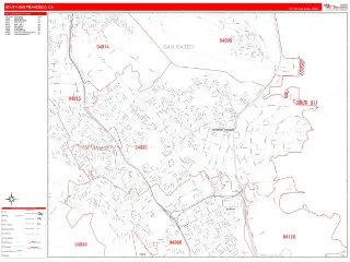 South San Francisco, CA RedLine style ZIP Code wall map