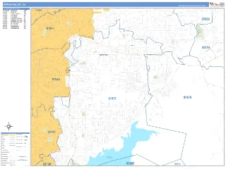 Spring Valley, CA Business Reference style ZIP Code wall map