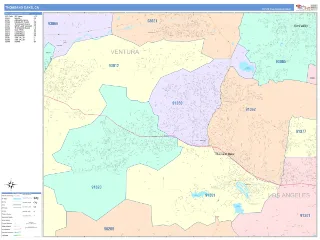 Thousand Oaks, CA ColorCast style ZIP Code wall map