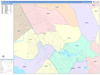 Union City, CA ColorCast style ZIP Code wall map
