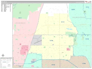 Upland, CA Classic style ZIP Code wall map