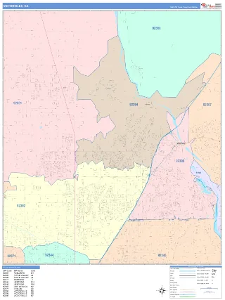 Victorville, CA ColorCast style ZIP Code wall map