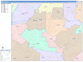 West Covina, CA ColorCast style ZIP Code wall map