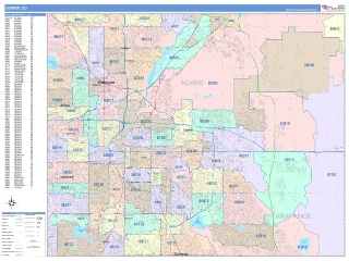 Denver, CO ColorCast style ZIP Code wall map