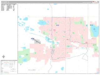 Longmont, CO Classic style ZIP Code wall map