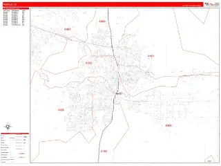 Pueblo, CO RedLine style ZIP Code wall map
