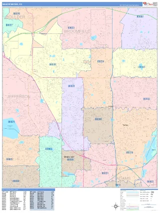 Westminster, CO ColorCast style ZIP Code wall map