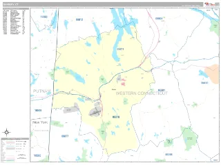 Danbury, CT Classic style ZIP Code wall map
