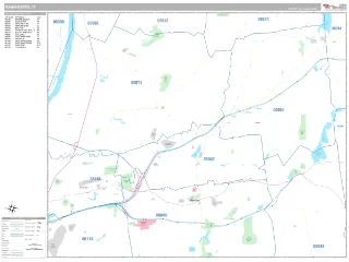 Manchester, CT Classic style ZIP Code wall map