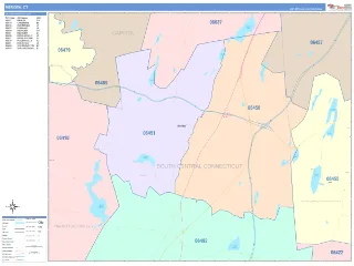 Meriden, CT ColorCast style ZIP Code wall map