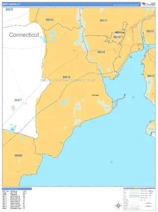 West Haven, CT Business Reference style ZIP Code wall map
