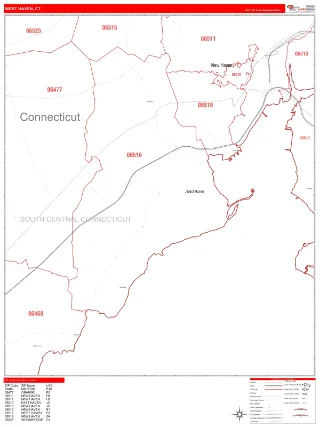 West Haven, CT RedLine style ZIP Code wall map