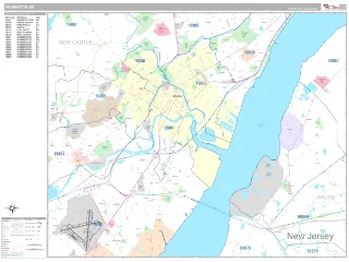 Wilmington, DE Classic style ZIP Code wall map