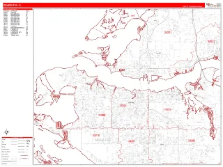 Bradenton, FL RedLine style ZIP Code wall map