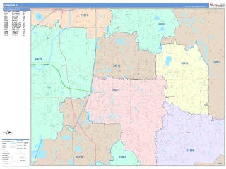 Brandon, FL ColorCast style ZIP Code wall map