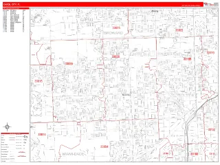 Carol City, FL RedLine style ZIP Code wall map